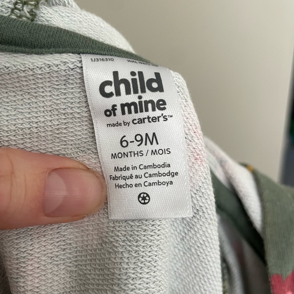 Carter’s lightweight sweatshirt in green with floral print, size 6-9m - Picture 3 of 4